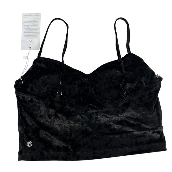BuffBunny Velvet Cropped Glam Tank Top Black Adjustable Straps Size M Y2K NWT - Picture 6 of 11